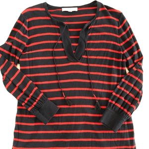 LOFT navy and red stripe top
